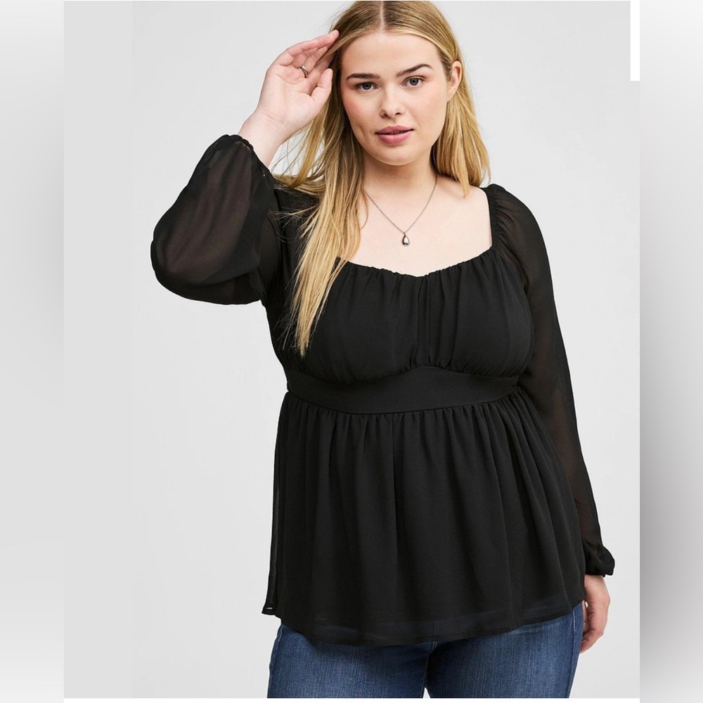 Torrid Peplum Chiffon Long Sleeve Top